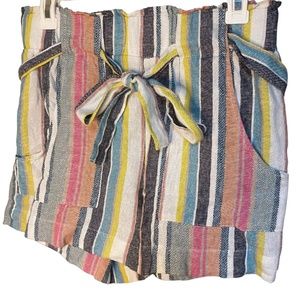 Rainbow multi striped shorts elastic waistband